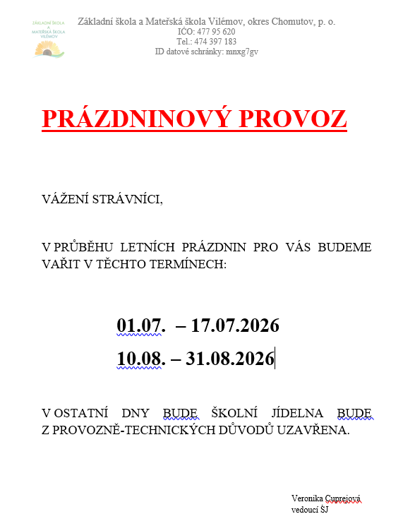 Prázdninový provoz 